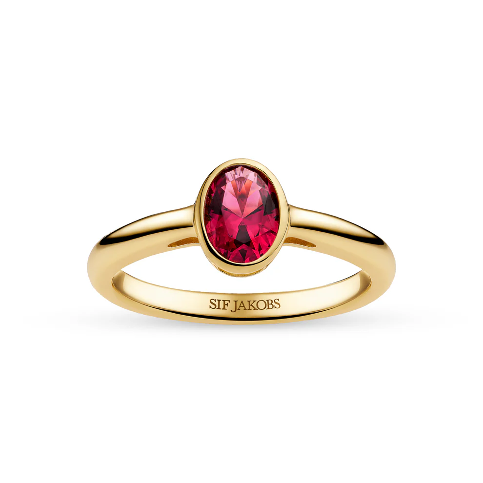 Sif Jakobs zilveren 18k vergulde ring met rose zirkonia "Sardinien Ovale Piccolo"