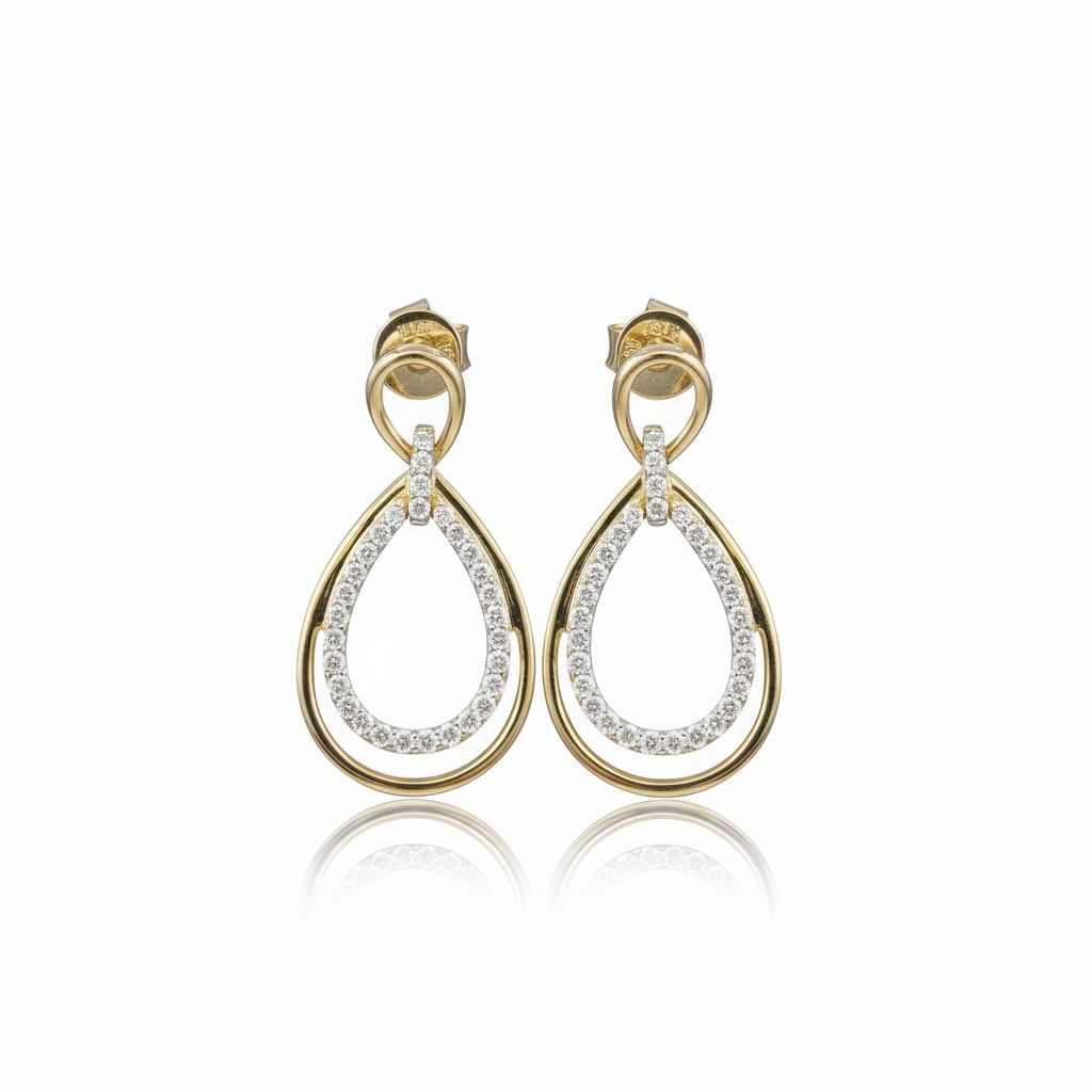 14 karaat geelgouden oorknoppen met 62 briljantjes met een totaal van 0.47 caraat.