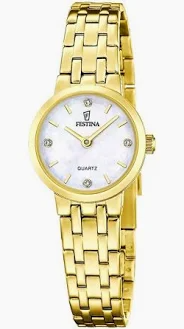 Festina-geelkleurige kast en band-5atm