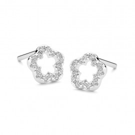 Oorringen bloem gezet met zirconia