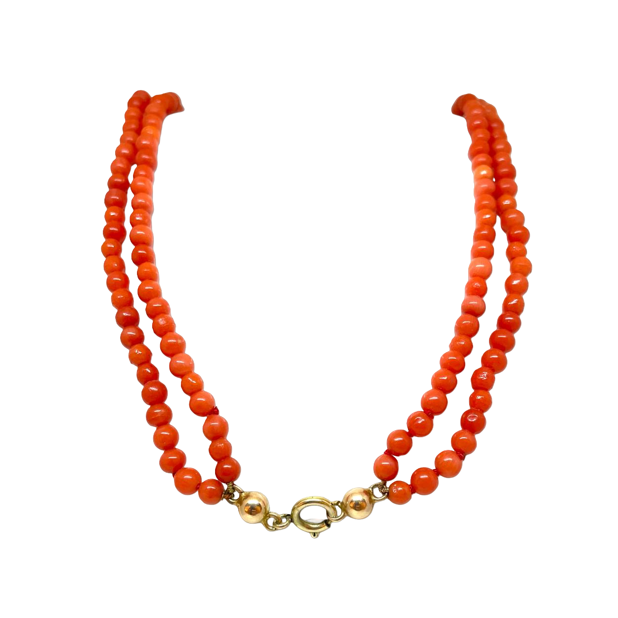 2 rij bloedkoraal 14k goud