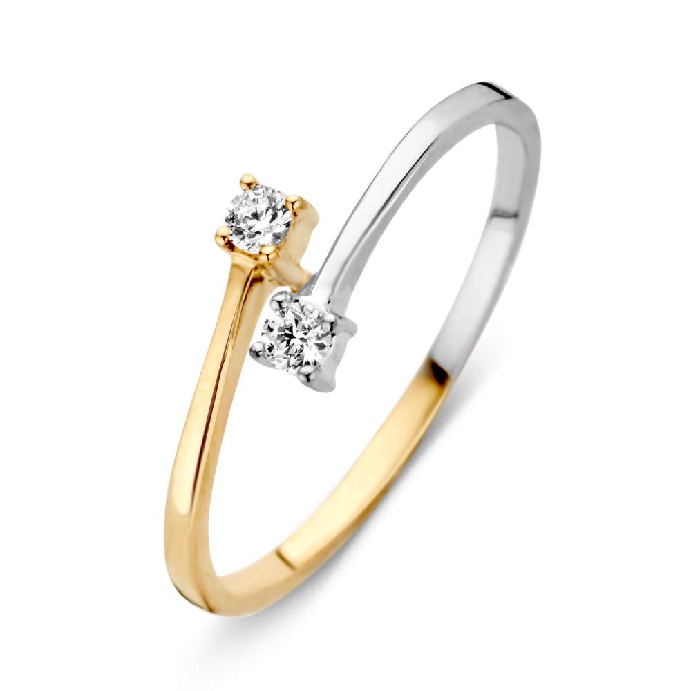 Ring bicolor zirkonia Maat 56