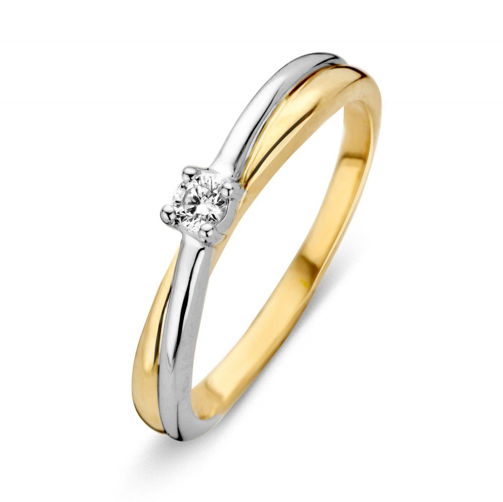 Ring bicolor zirkonia Maat 56