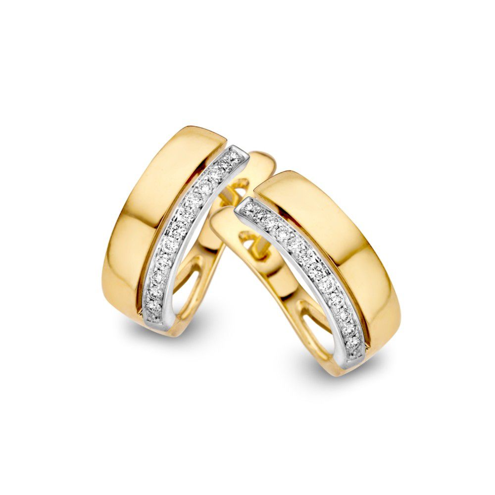 14kt. Excellent Oorringen bicolor briljant 0,10 crt.