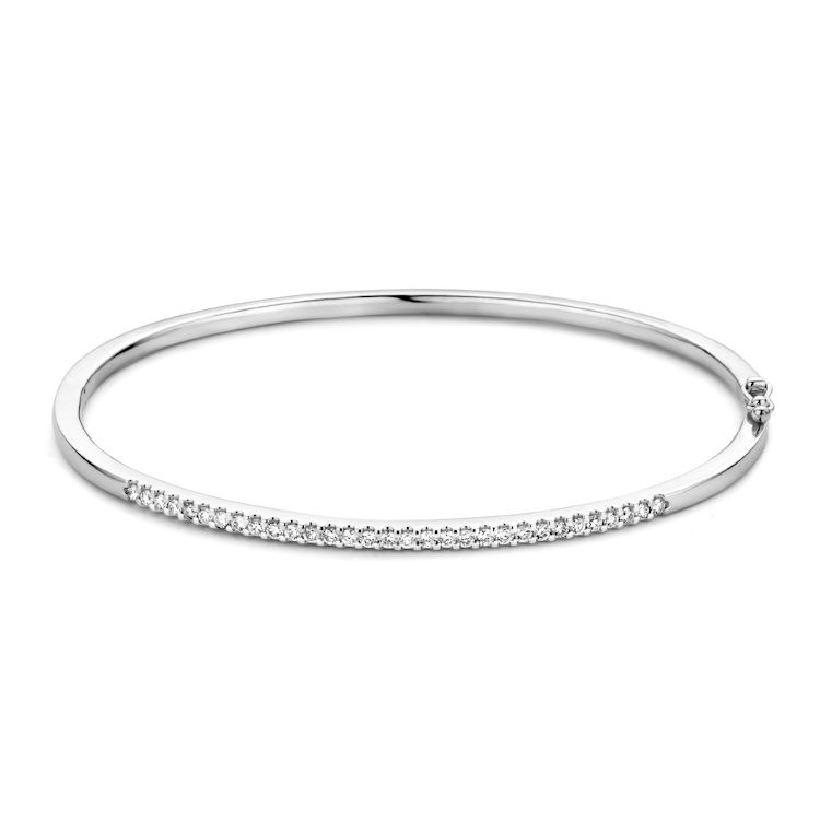 Gerhodineerd witgouden slavenarmband met briljant (31 stenen, 0.51 crt totaal)
