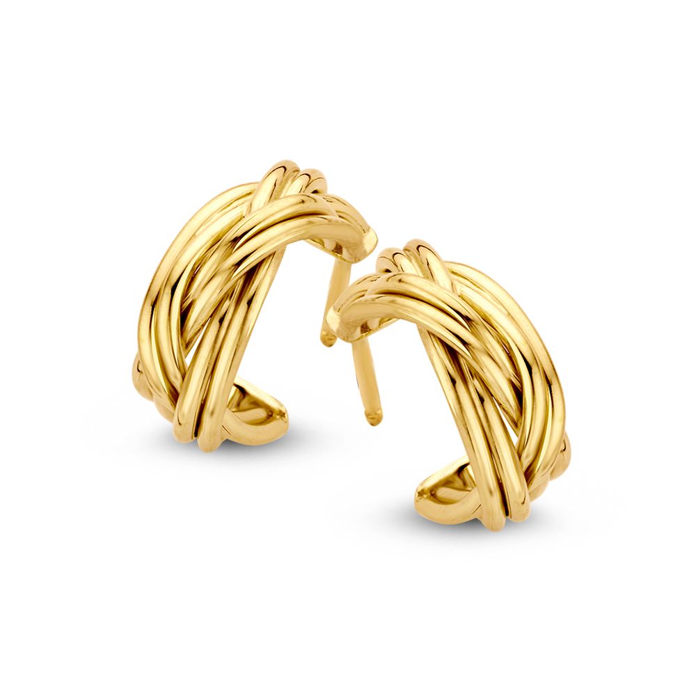 Oorsteker geelgoud vlechtvorm