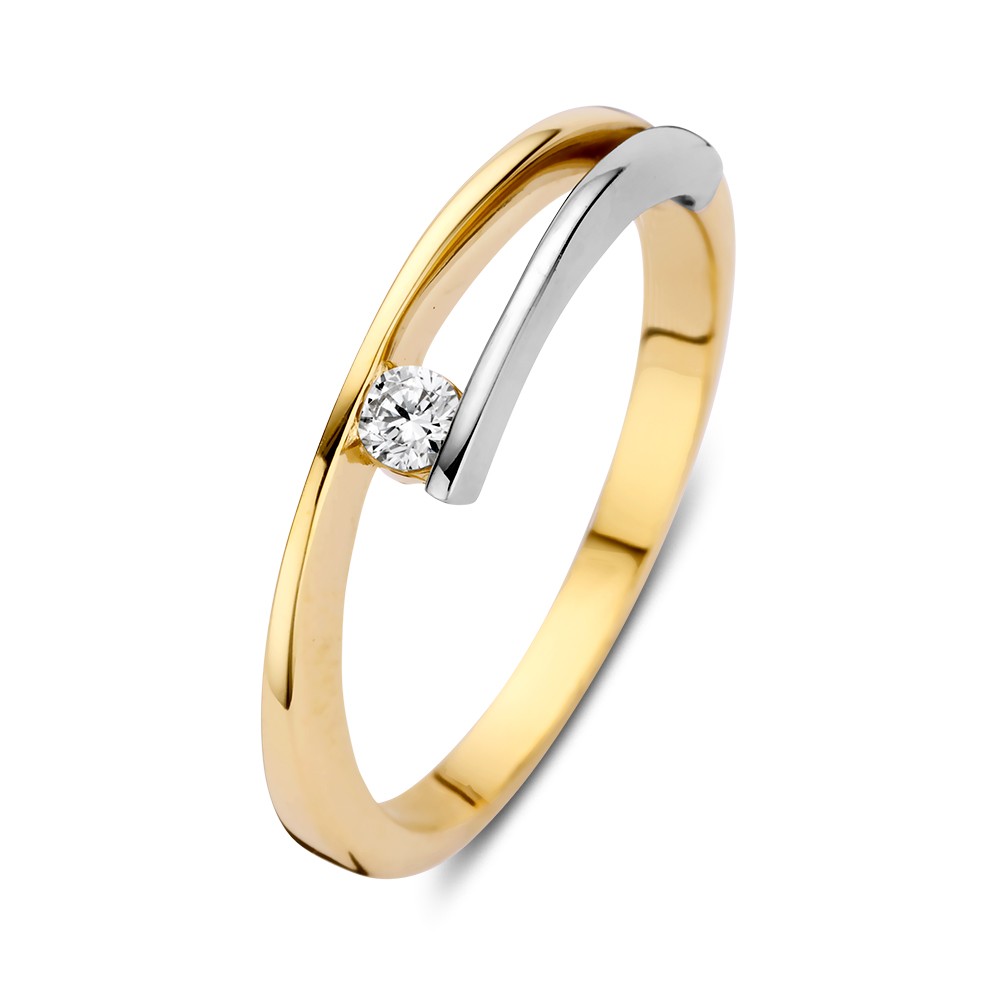 Ring bicolor zirkonia Maat 56