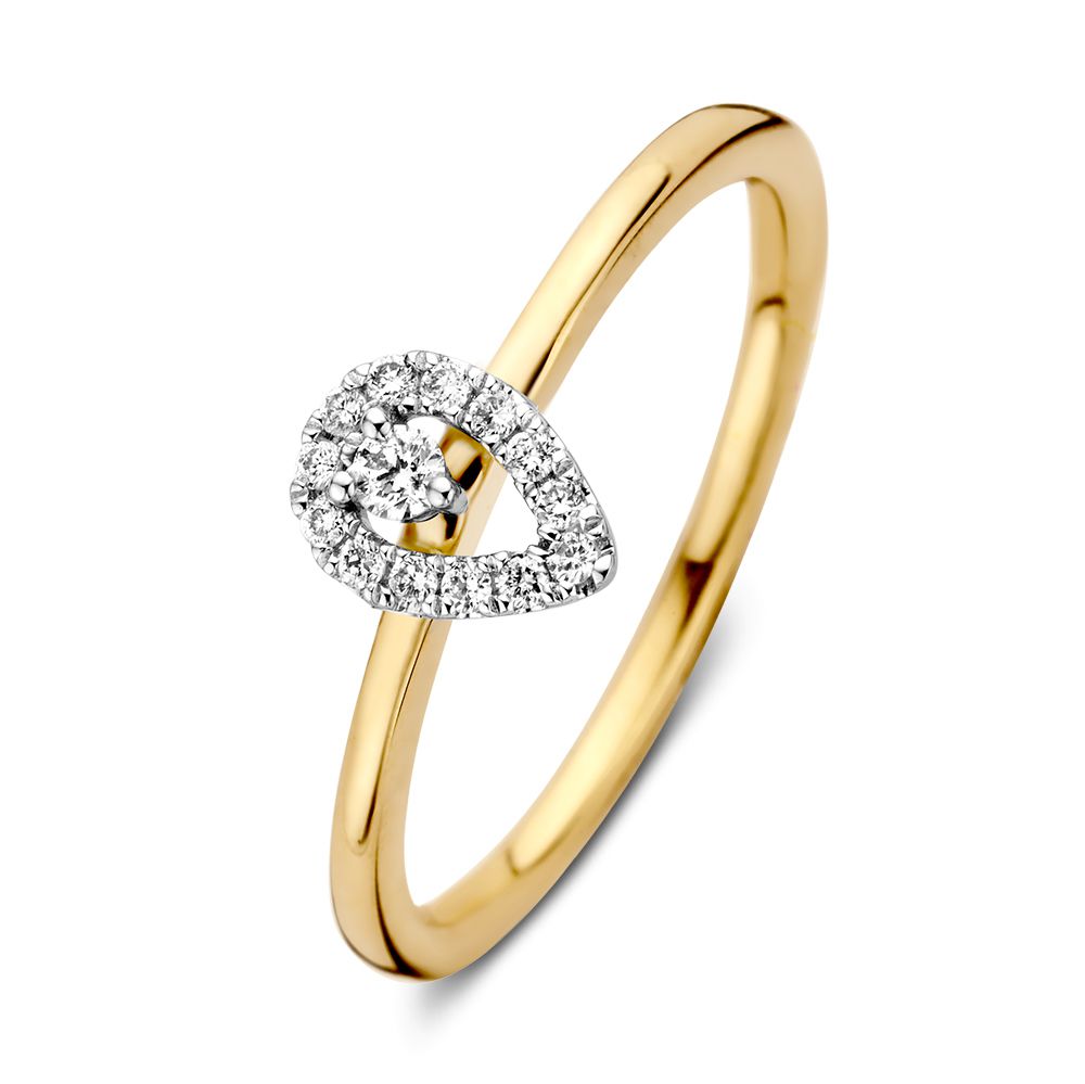 Ring bicolor briljant 0.12 crt Maat 56