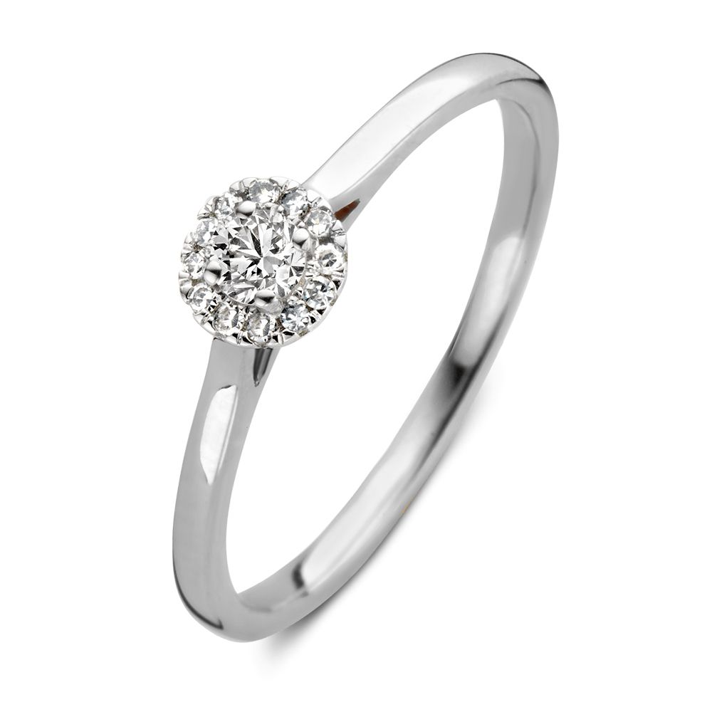 Briljant ring 14.kt wgd 0.15 ct. H/SI mt.56
