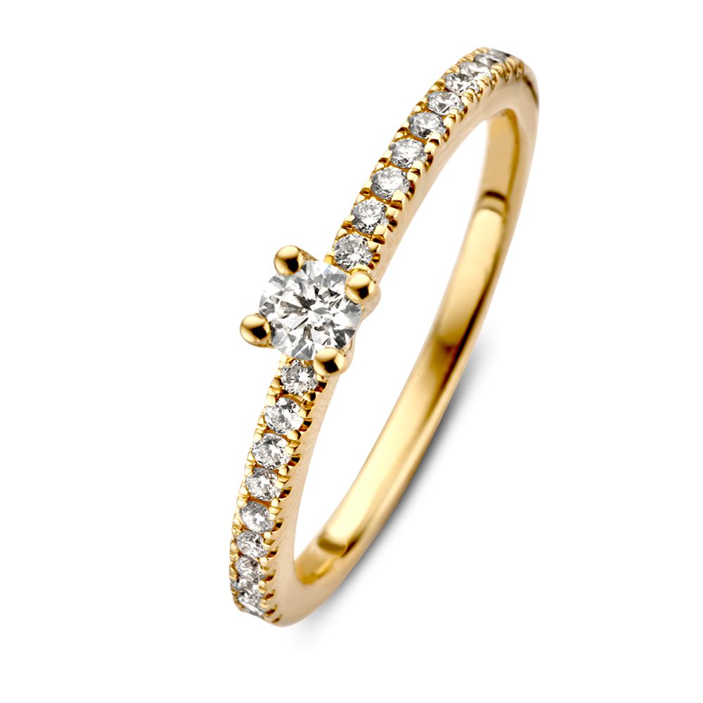 Briljant ring 14.kt ggd 0.32 ct. H/SI mt.56