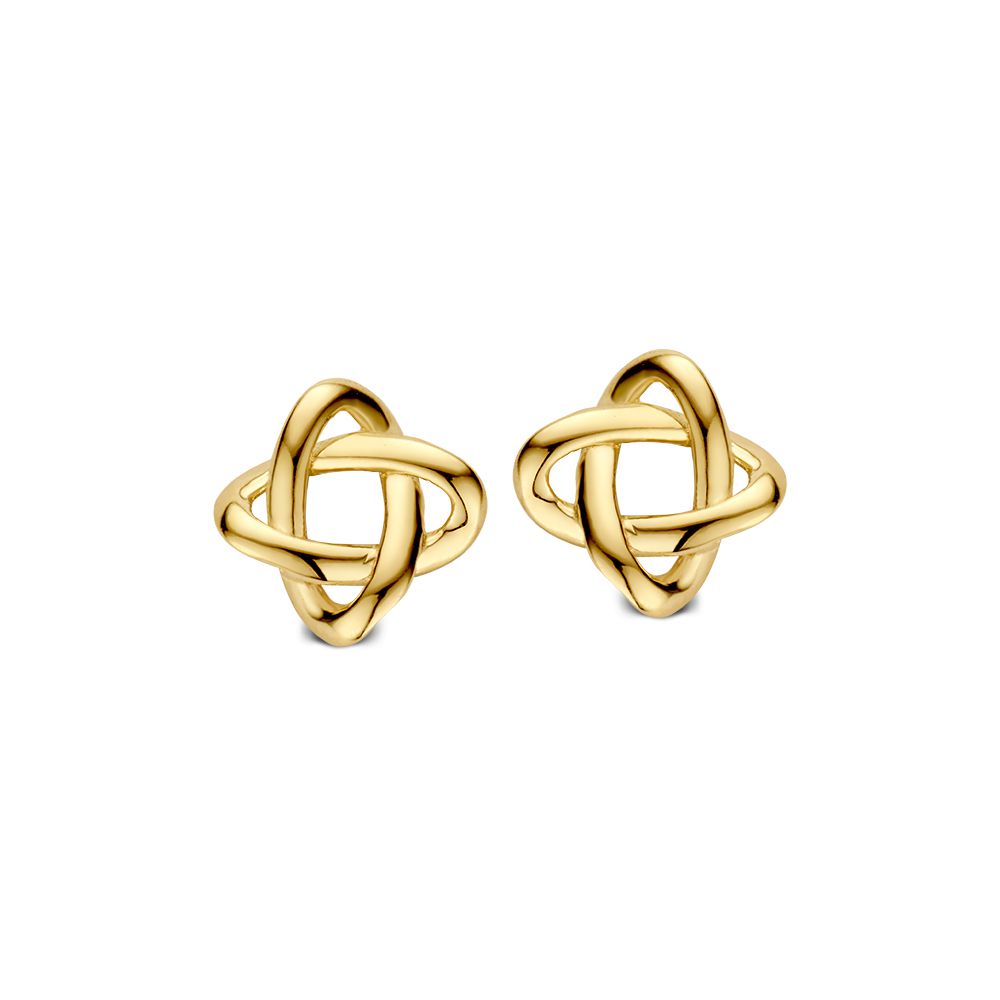 Geelgouden oorstekers, gevlochten model.
