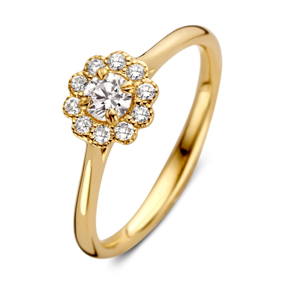 Briljant entourage ring 14.kt ggd 0.43 ct. H/SI mt.56