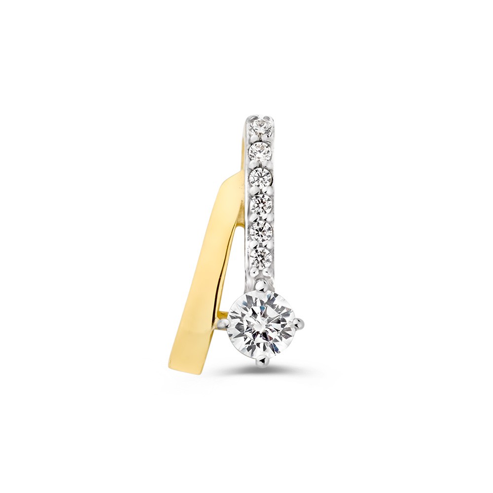 Ontdek een subtiel schitterend accent voor iedere outfit met deze verfijnde hanger HB128306 uit onze Gold Collection. Deze elegante hanger is vervaardigd uit 14-karaats geelgoud en gezet met een sprankelende witte zirkonia die het licht prachtig reflecteert &mdash; ideaal om je persoonlijke stijl te versterken of als betekenisvol cadeau voor iemand speciaal.

Door het tijdloze ontwerp is deze hanger veelzijdig te combineren: draag hem solo voor een ingetogen look of in combinatie met andere gouden sieraden voor een gelaagde stijl. Dankzij de hoogwaardige afwerking en het warme goud blijft dit sieraad een geliefd onderdeel van je collectie voor jaren.
