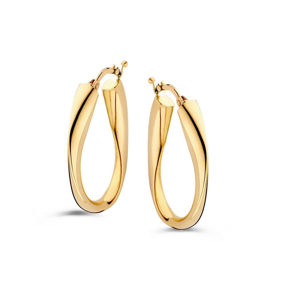 Opvallende gouden oorringen met een speelse twist.
