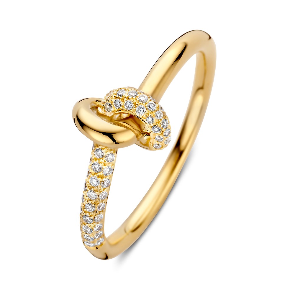 Geelgouden ring met diamant 0.21 crt, model RP118060-56. Een schitterende ring van massief goud met een glansrijke afwerking. 