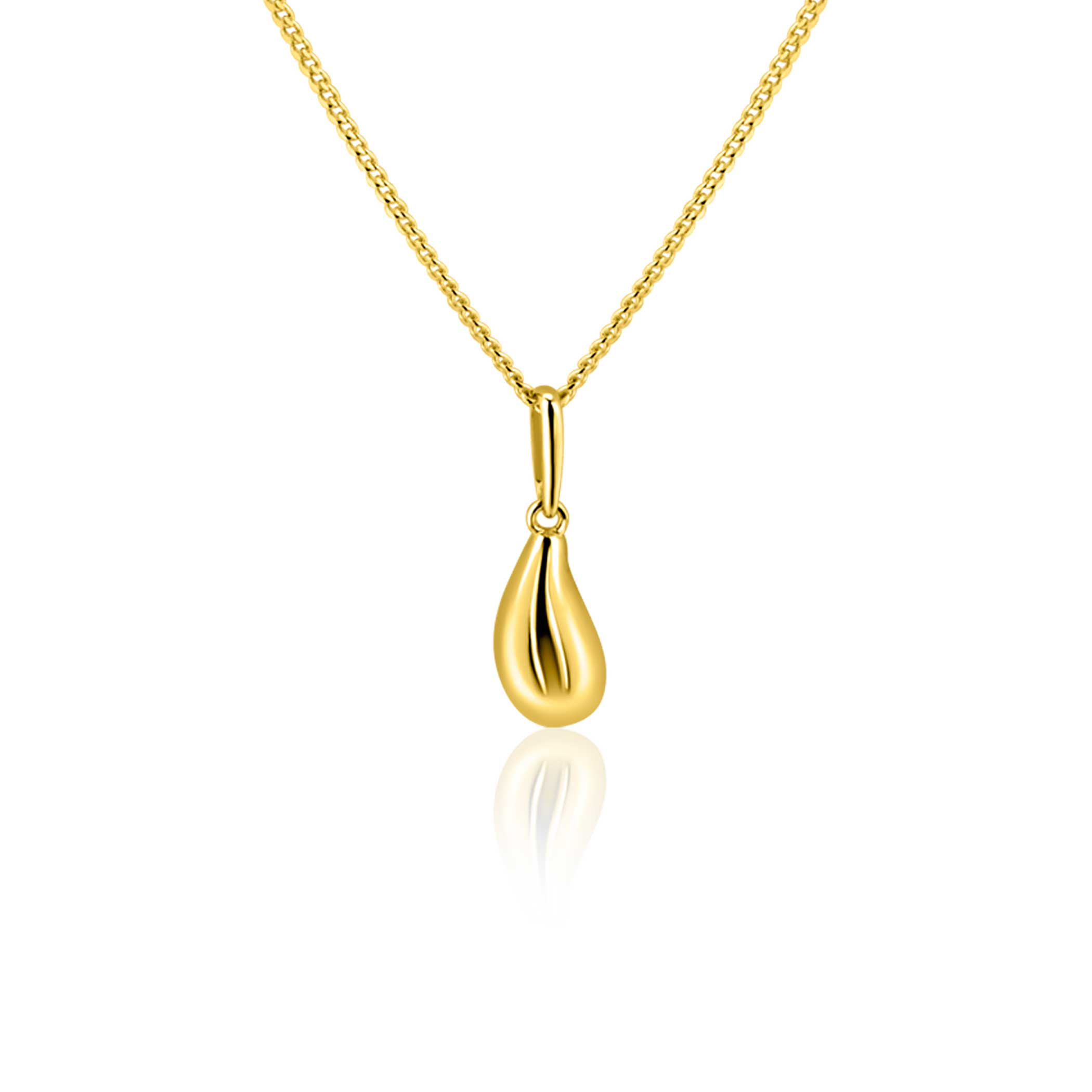 ZINZI Gold 14 karaat gouden hanger met organische druppelvorm. De hanger is 15mm lang (inclusief hangoog). Hang deze hanger sierlijk aan je gouden ZINZI ketting. De ketting is niet bij de prijs inbegrepen. Vervaardigd van geheel 14 karaat goud.