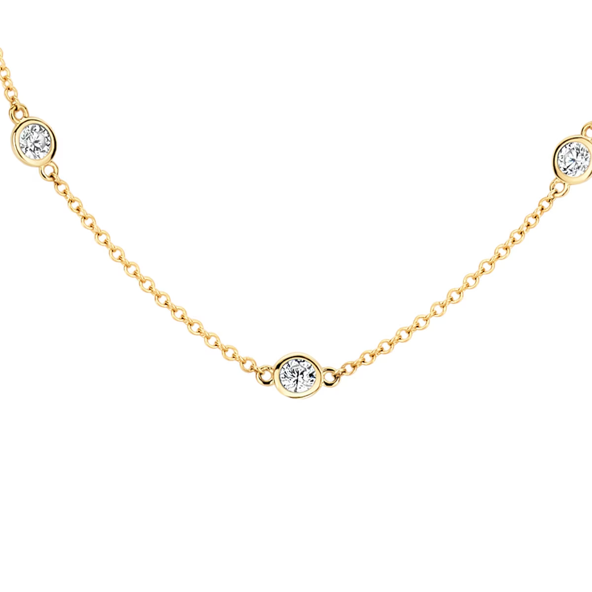 Glinsterende zirkonia in gladomzetting (3,4 mm) en 14k geelgoud maken van dit collier een geraffineerde eyecatcher. Mooi op zichzelf of mix en match met andere sieraden uit onze collectie, bijvoorbeeld met armband 2237YZI.