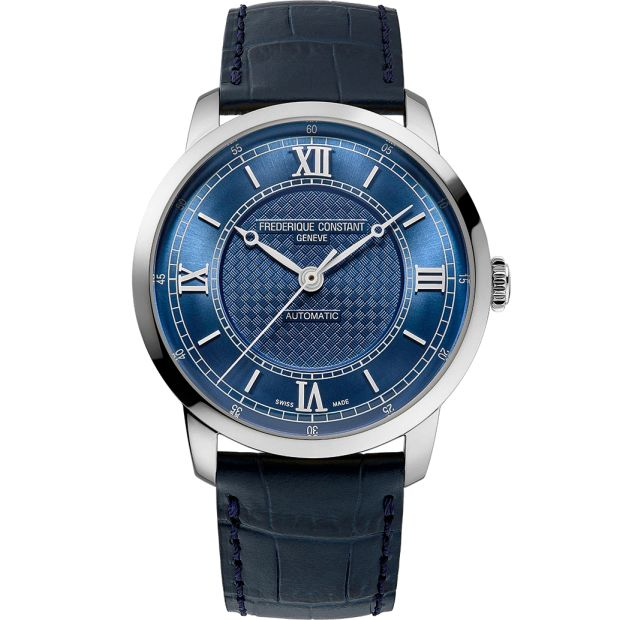 De Frederique Constant Classics Premiere, modelnummer FC-301N3B6, is een elegante polshorloge met blauwe band en metalen kast van 38.5 mm. Voorzien van een Zwitsers automatisch uurwerk zonder datumaanduiding, is dit horloge perfect voor liefhebbers van klassieke doch moderne stijlen. Draag het tijdens formele gelegenheden voor een tijdloze en verfijnde uitstraling.