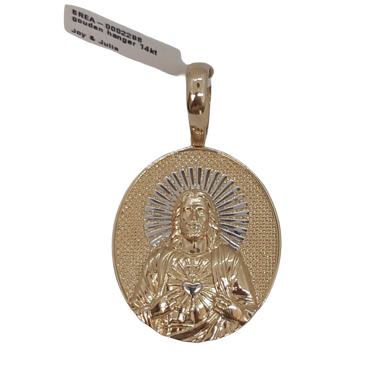 Deze gouden hanger met modelnummer BREA-0002298 is een schitterend sieraad. Met 14 karaat goud, een glanzende afwerking, en een breedte van 29.5 mm, weegt het 12.2 gram. De goudkleurige hanger past perfect aan een ketting en is ideaal om dagelijks te dragen voor een elegante uitstraling. Voeg tijdloze klasse toe aan elke outfit!