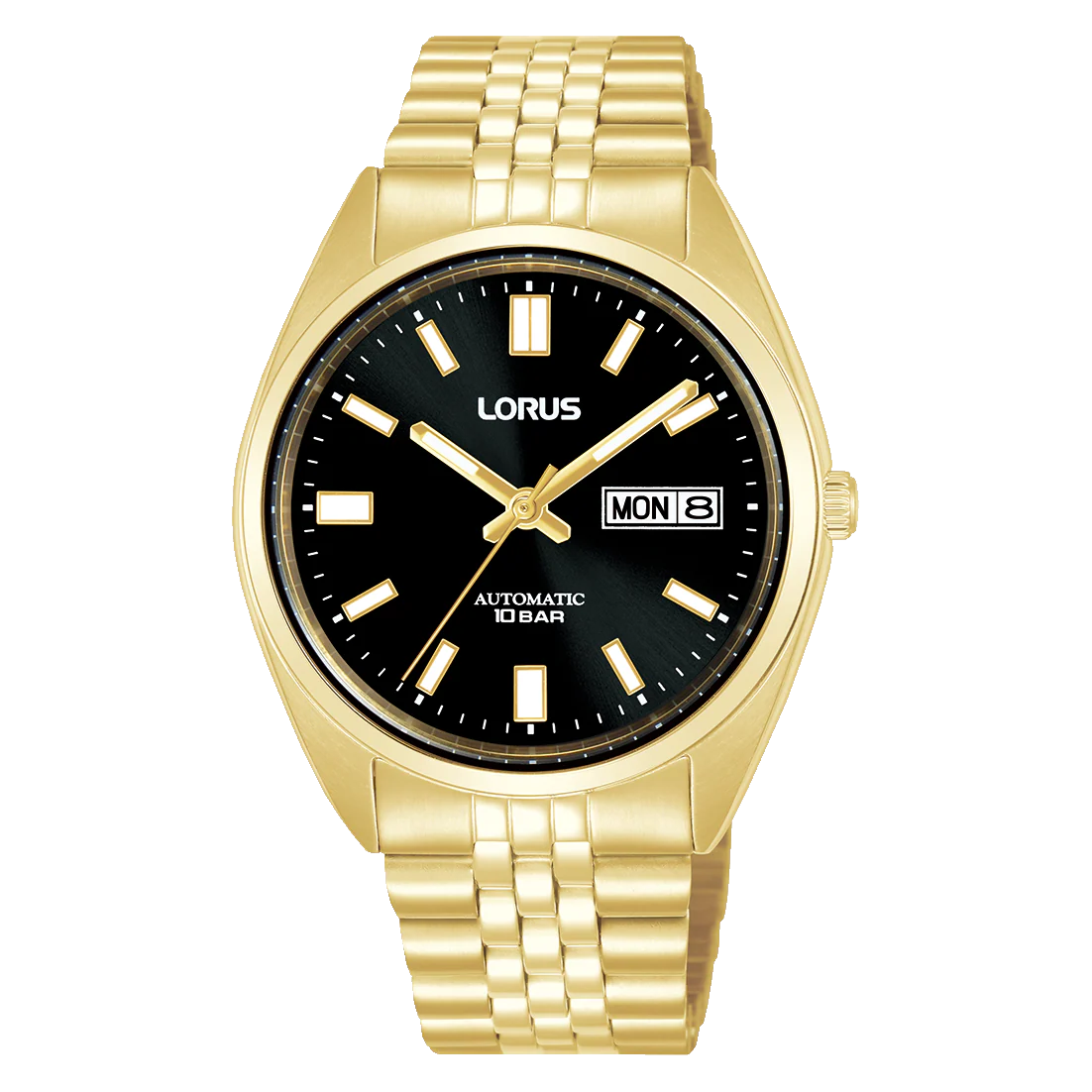 De LORUS MENS AUTO DOUB RL434CX9 is een stijlvolle herenpolshorloge met een kast van metaal, een goudkleurige horlogeband en een datumfunctie. Met een diameter van 39 mm is het een ideaal formaat voor dagelijkse elegantie. Combineer het met een formeel pak of casual kleding voor een tijdloze look.