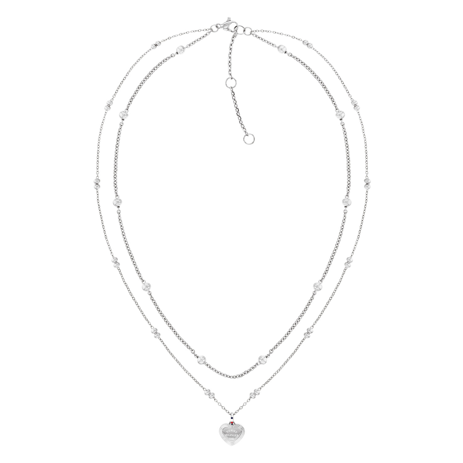 Tommy Hilfiger Jewels TJ2781009 Ketting Dames Layered 51cm
Deze Tommy Hilfiger laagjes ketting TJ2781009 is een stijlvol en elegant sieraad met een speelse twist. De combinatie van twee fijne kettinkjes zorgt voor een trendy gelaagde look, terwijl de hartvormige hanger een subtiel en betekenisvol detail toevoegt. Het verfijnde ontwerp maakt deze ketting perfect voor zowel dagelijks gebruik als speciale gelegenheden. De damesketting is verstelbaar en heeft een totale lengte van 51cm. Leuk te combineren met andere sieraden uit deze serie.

Het merk:
Tommy Hilfiger is wereldwijd &eacute;&eacute;n van de grootste designer lifestyle merken en is internationaal bekend om haar classic American cool stijl. De sieraden zijn voor dames en heren met een eigen stijl, die niet bang zijn om dit aan de wereld te laten zien.

Specificaties:
- Dames ketting
- Materiaal: Staal
- Lengte 51cm verstelbaar
- Ideaal als cadeau of voor jezelf