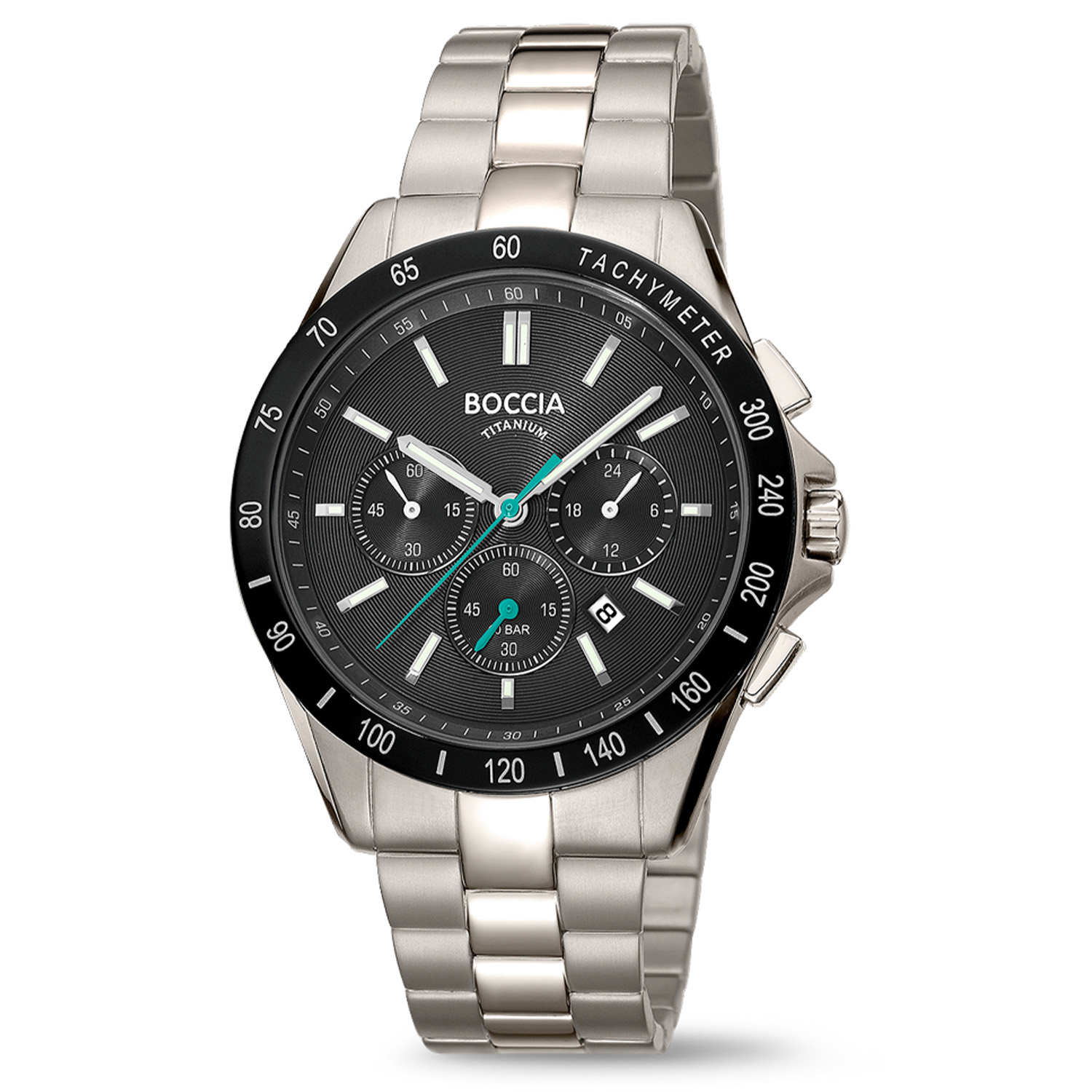 Boccia Titanium Herenhorloge Chrono 3733-03 &Oslash;42
Op zoek naar een stijlvol horloge met een stoer design? Dan is de 3733-03 de perfecte keuze! Het sportieve herenhorloge is gemaakt van titanium en heeft een zwarte wijzerplaat, een datum, mineraalglas en is 10ATM. De titanium schakelband is mat/glimmend. Combineer dit prachtige exemplaar met de andere sieraden van Boccia Titanium voor een complete look. 

HET MERK Boccia Titanium is het titanium merk van Nederland, dat zijn oorsprong in Duitsland vindt en is opgericht in het jaar 1992. Ontwikkeld door internationale ontwerpers. Alle titanium componenten van de BOCCIA TITANIUM collectie zijn gemaakt van 99,7% puur titanium; het bijzondere materiaal. Het is licht in gewicht, neemt de temperatuur van de huid aan en is zeer huidvriendelijk. Bovendien is het corrosie- en temperatuurbestendig. 

SPECIFICATIES 
- Mineraalglas 
- Titanium horlogekast, &Oslash; 42mm 
- Titanium horlogeband 
- Zwarte wijzerplaat
- Chrono 
- 10ATM (Douchen/ Zwemmen)