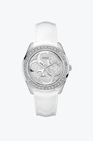 Guess staal met wit lederen band 