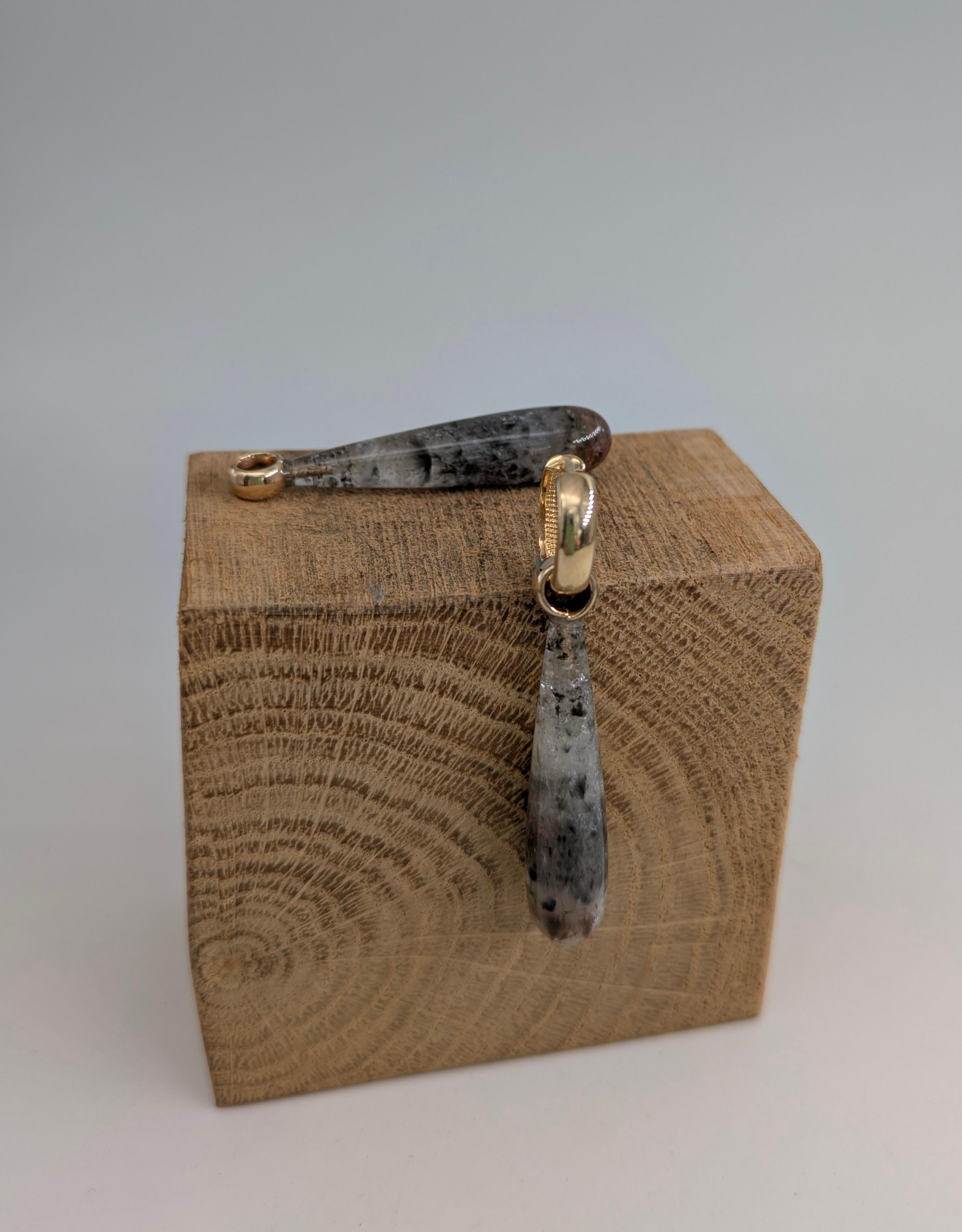 Kwarts Super 7 gouden oorbedels voor aan oorringen (exclusief oorringen)