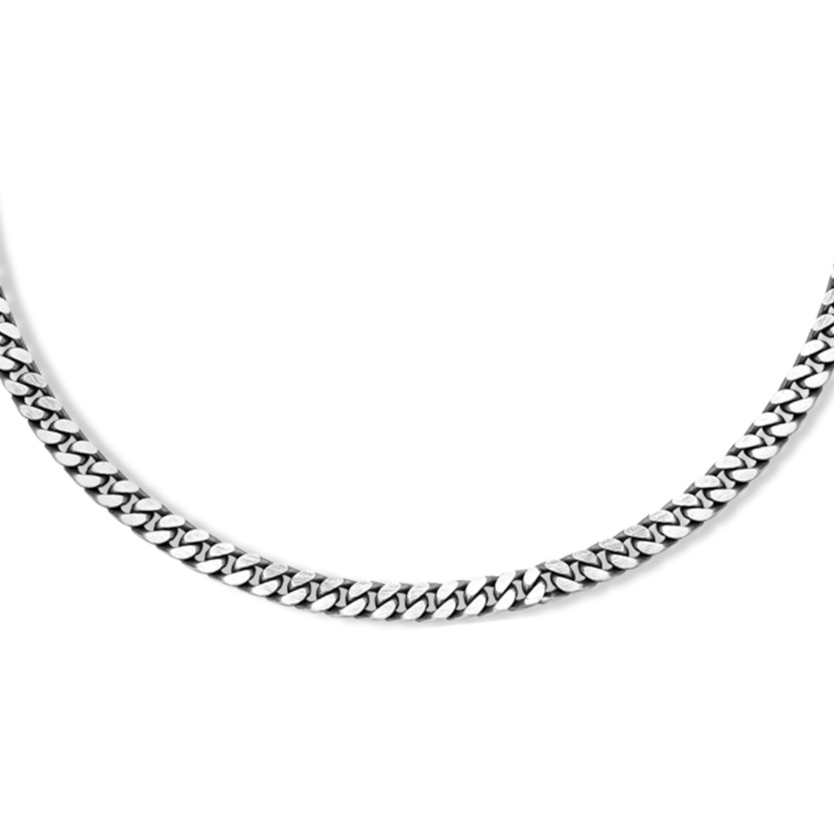 Geoxideerd 925 zilveren gourmette collier met een schakelbreedte van 4.6mm. Uitgevoerd met een karabijn sluiting.