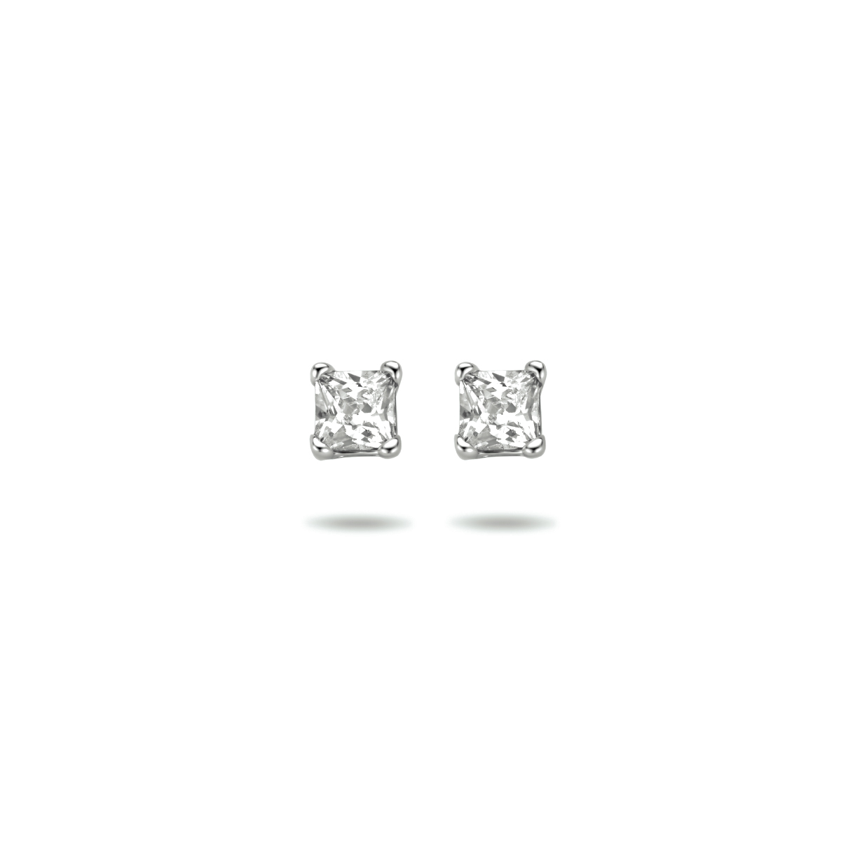 Gerhodineerd zilveren oorknoppen met zirkonia.