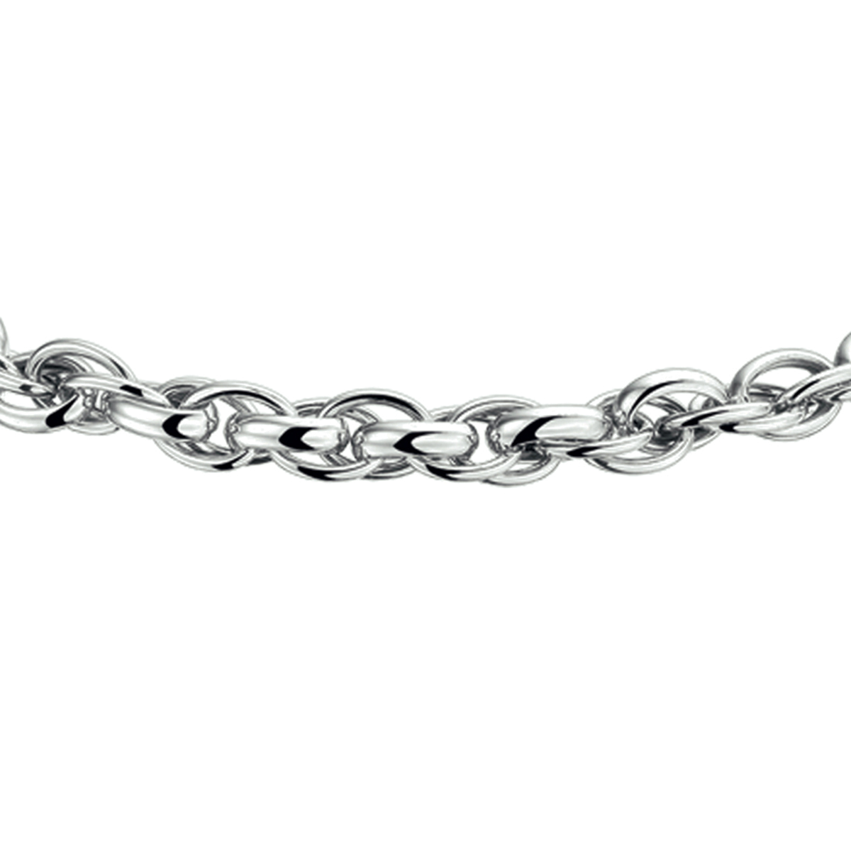 Zilveren collier met fantasie schakel. De schakelbreedte is 6.5mm.