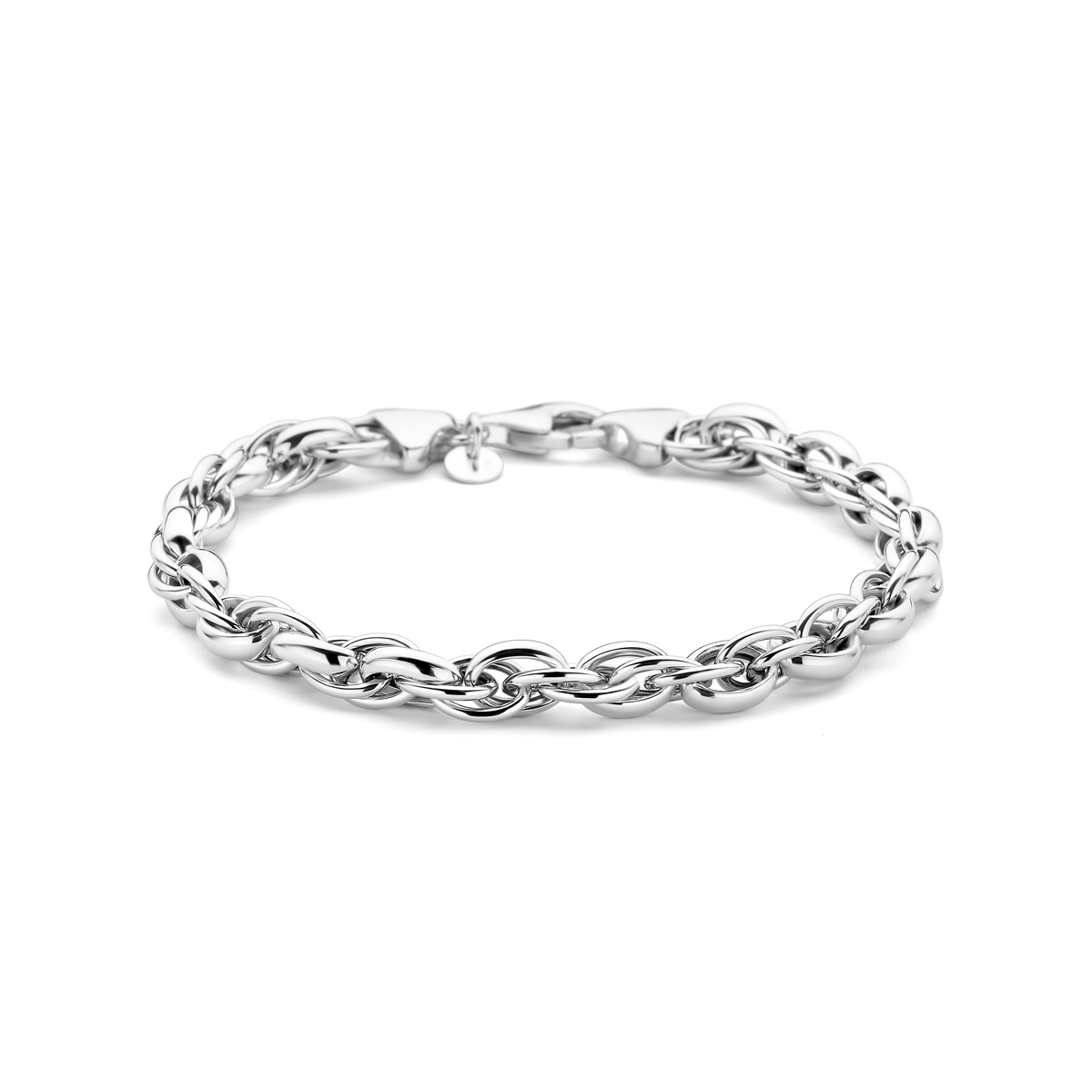 Gerhodineerd 925 zilveren armband met een fantasie schakel. De armband heeft een schakelbreedte van 6.5mm en is uitgevoerd met een stevige karabijn sluiting.
