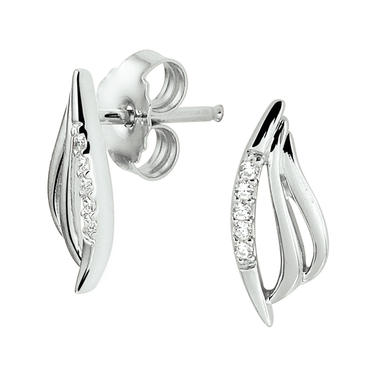 Gerhodineerd zilveren oorknoppen met een afmeting van 12.5x5mm uitgevoerd met een luxe rijzetting van briljant geslepen zirkonia. De oorknoppen zijn te combineren met bijpassende sieraden uit onze collectie.