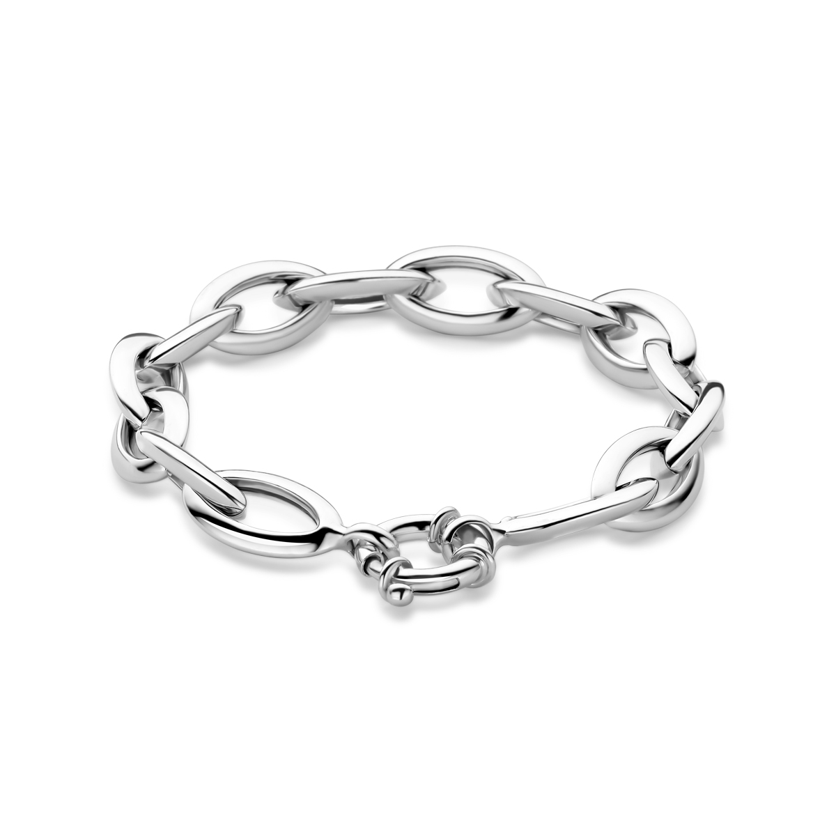 Gerhodineerd 925 zilveren armband met een schakelbreedte van 10.5mm uitgevoerd met een veerslot. De armband heeft een draaglengte van 20cm.