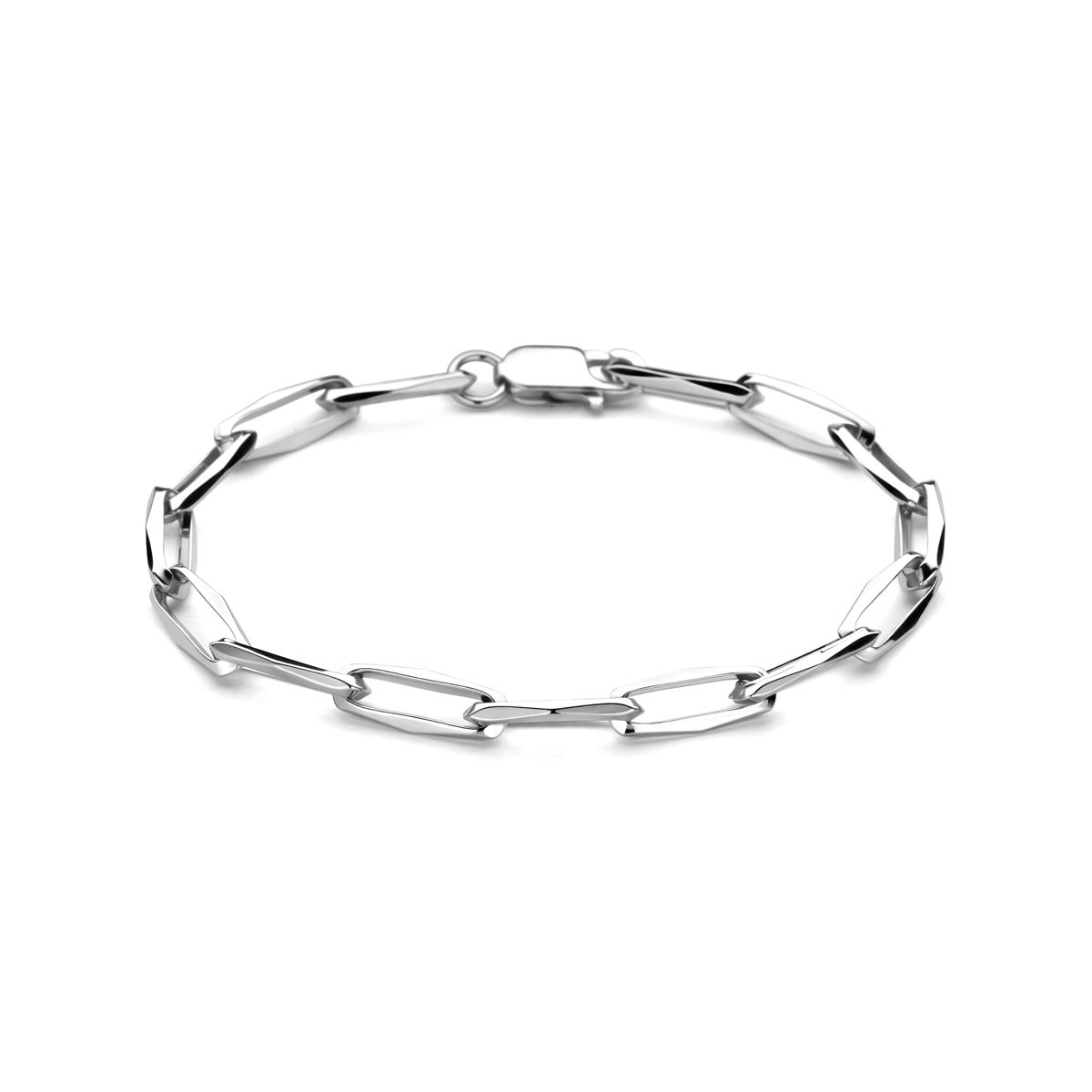 Gerhodineerd 925 zilveren armband met een closed forever schakel van 5.5mm. De armband is uitgevoerd met karabijnsluiting en is 21 cm lang.