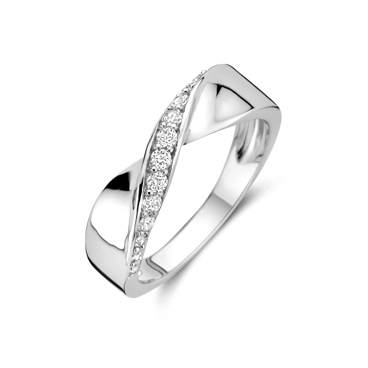 Zilveren ring met zirkonia maat 54