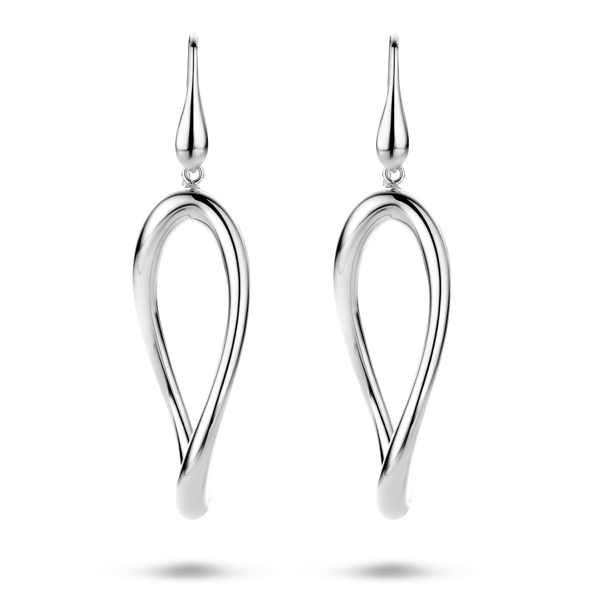 Gerhodineerd 925 zilveren oorhangers met een gedraaide ovale vorm 