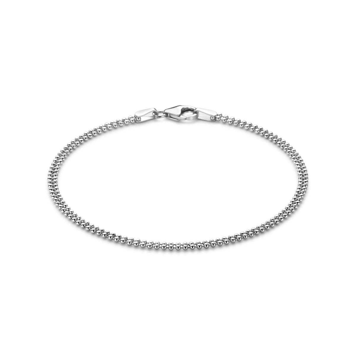 Gerhodineerd 925 zilveren armband met een schakelbreedte van 2,4mm. De armband heeft een draaglengte van 18cm. Uitgevoerd met karabijnsluiting.