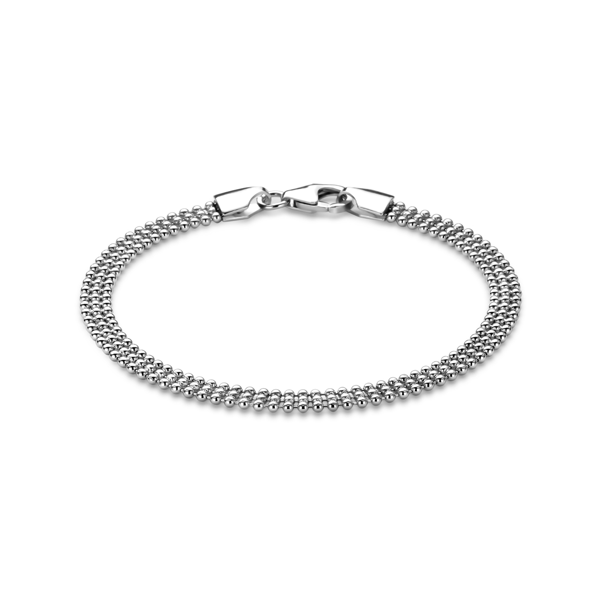 Gerhodineerd 925 zilveren armband met een schakelbreedte van 4,5mm. De armband heeft een draaglengte van 18cm. Uitgevoerd met karabijnsluiting.