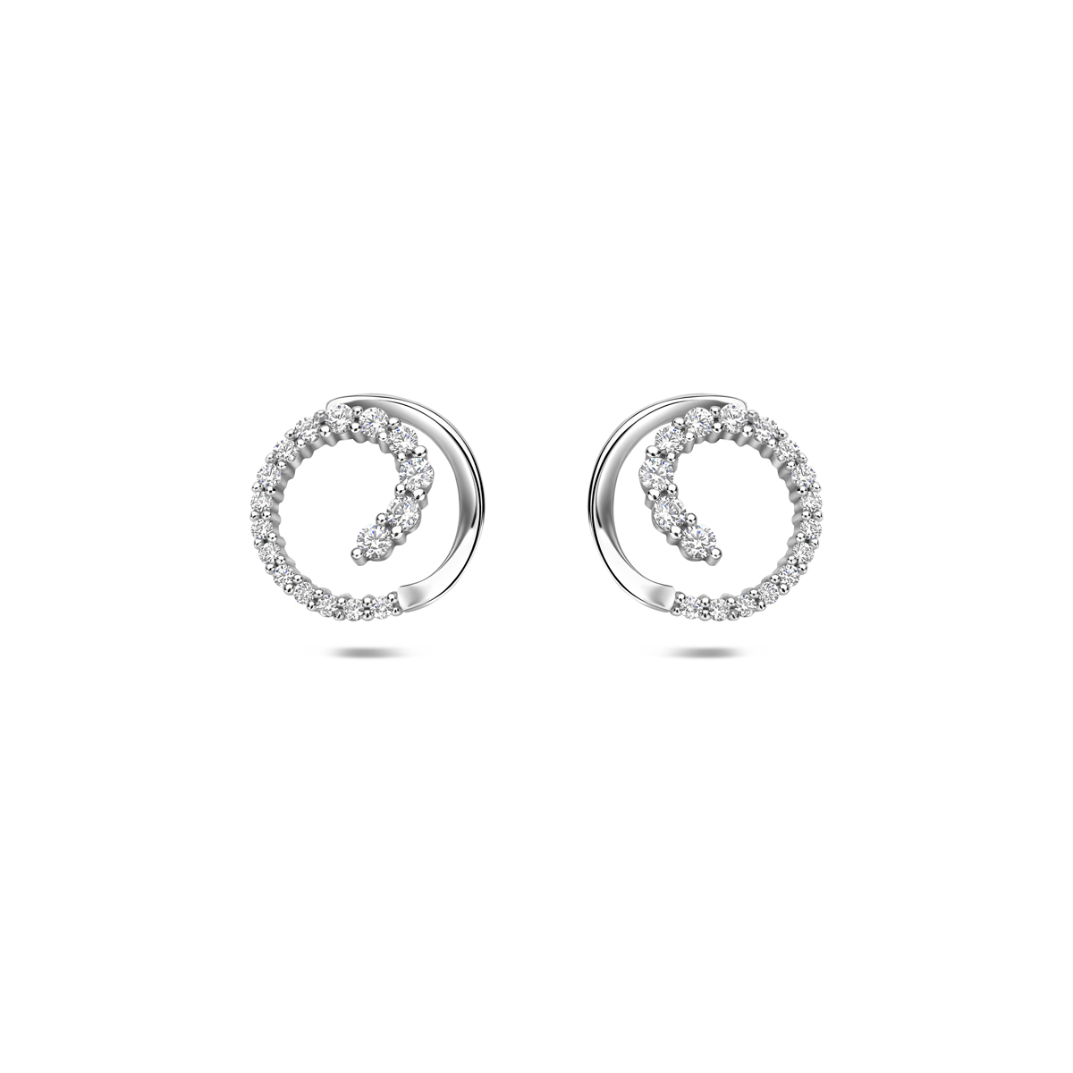 Gerhodineerd 925 zilveren oorknoppen uitgevoerd met zirkonia. De oorknoppen hebben een afmeting van 9,5x9mm.