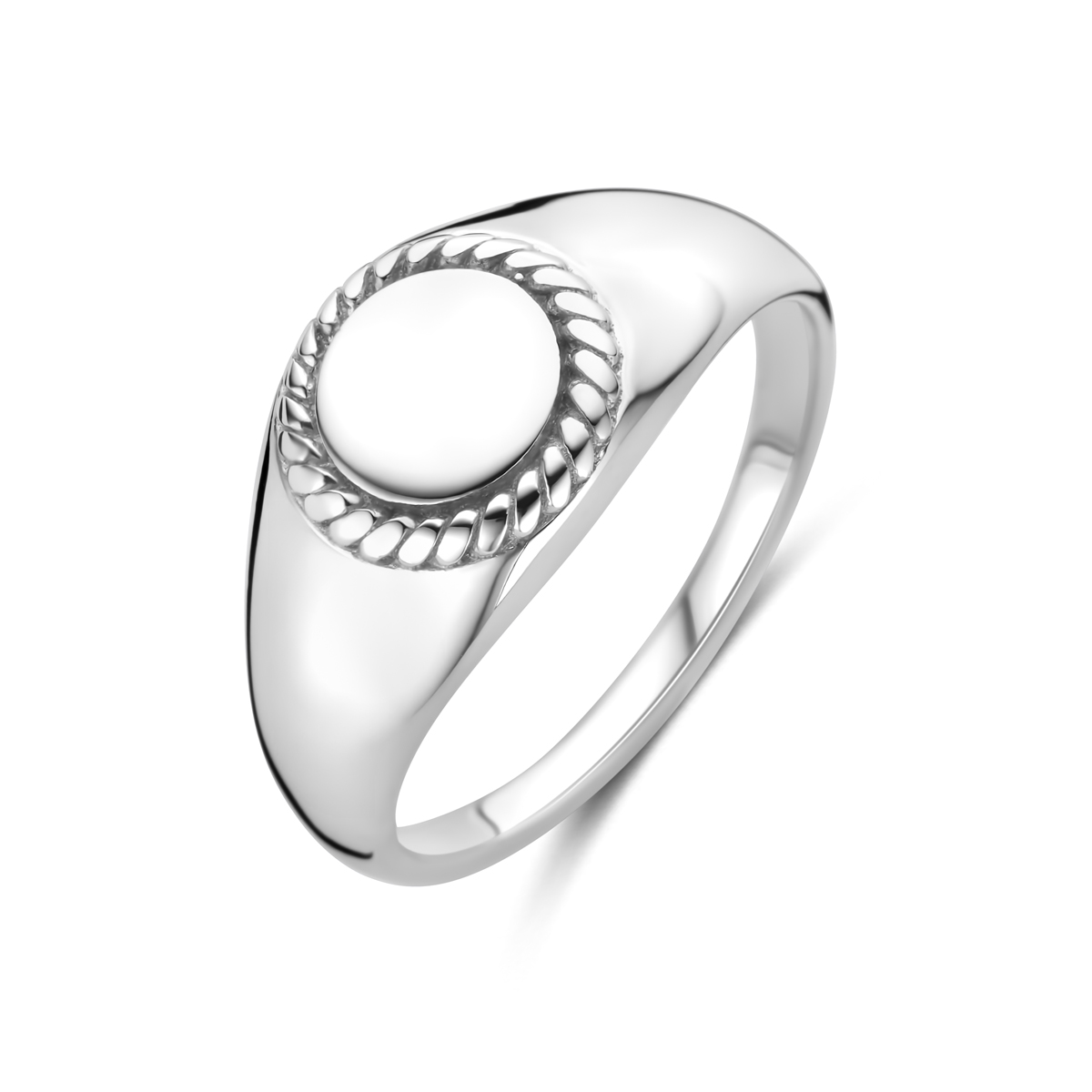 Gerhodineerd 925 zilveren graveerring met een breedte van 9.5mm.