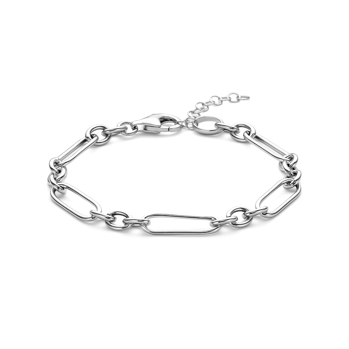 Gerhodineerd 925 zilveren armband met een schakelbreedte van 6mm. De armband heeft een draaglengte van 17+3cm. Uitgevoerd met karabijnsluiting
