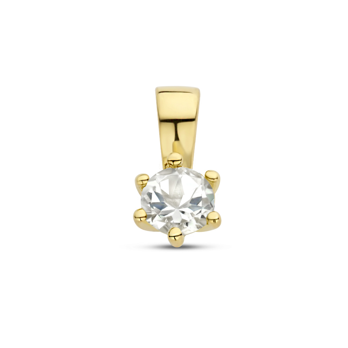 Verguld op 925 zilveren hanger met geboortesteen uitgevoerd met een schitterende steen. De hanger heeft een afmeting van 10x5mm. Geen garantie op plating.