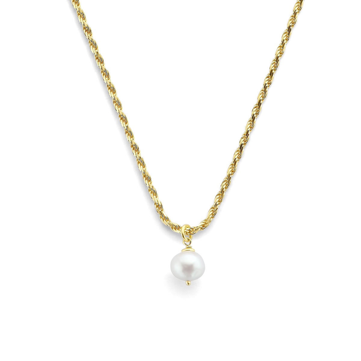 Gerhodineerd 925 zilveren collier uitgevoerd met een zoetwaterparel en een karabijn sluiting. Het collier heeft een draaglengte van 41cm en een extensie van 4cm. De schakelbreedte is 1.8mm.