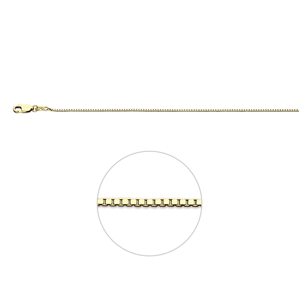 Verguld op 925 zilveren venetiaans collier met een schakelbreedte van 1.1mm. Het collier heeft een stevige karabijn sluiting.  