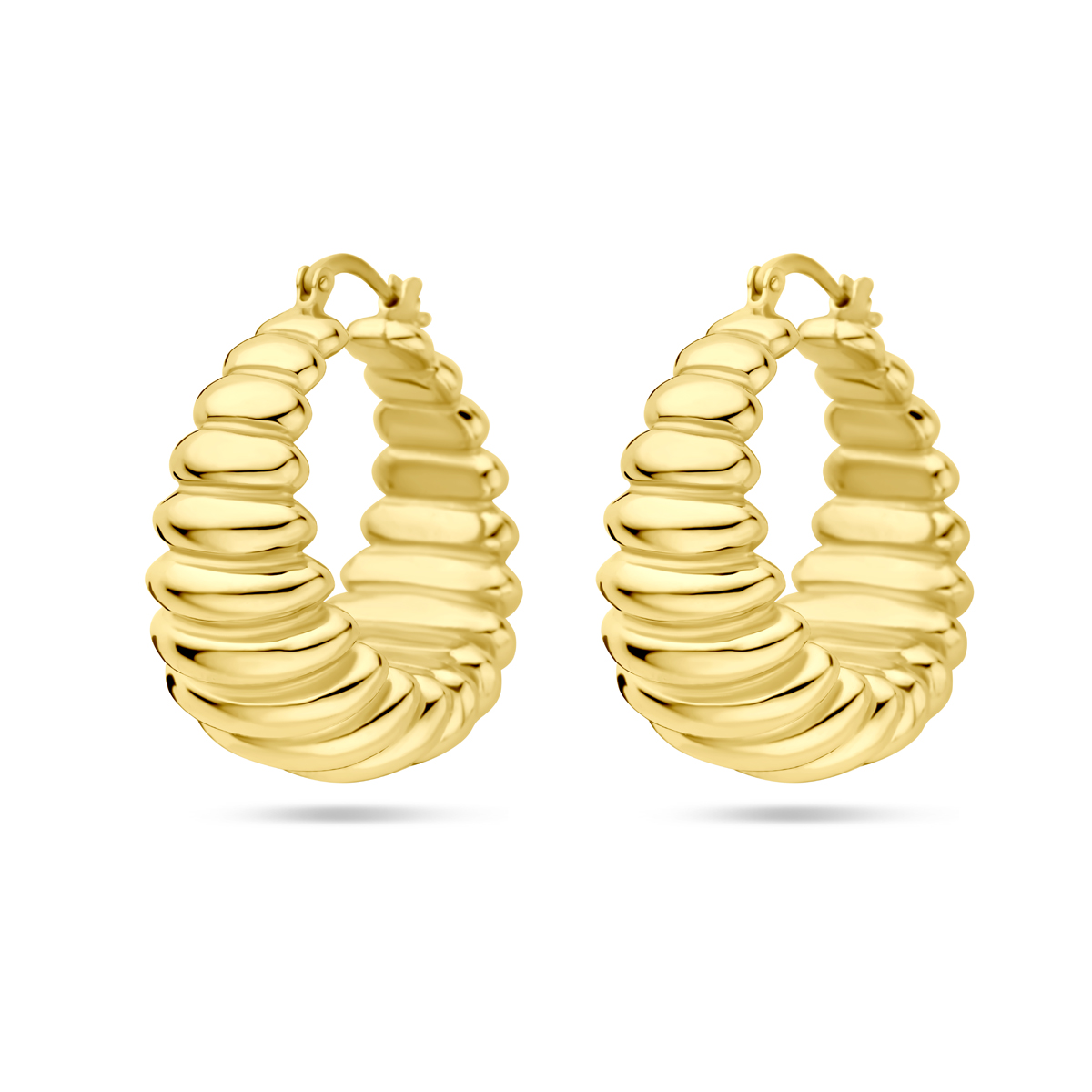 Verguld op 925 zilveren oorringen met een hoogte van 34mm. Geen garantie op de plating.