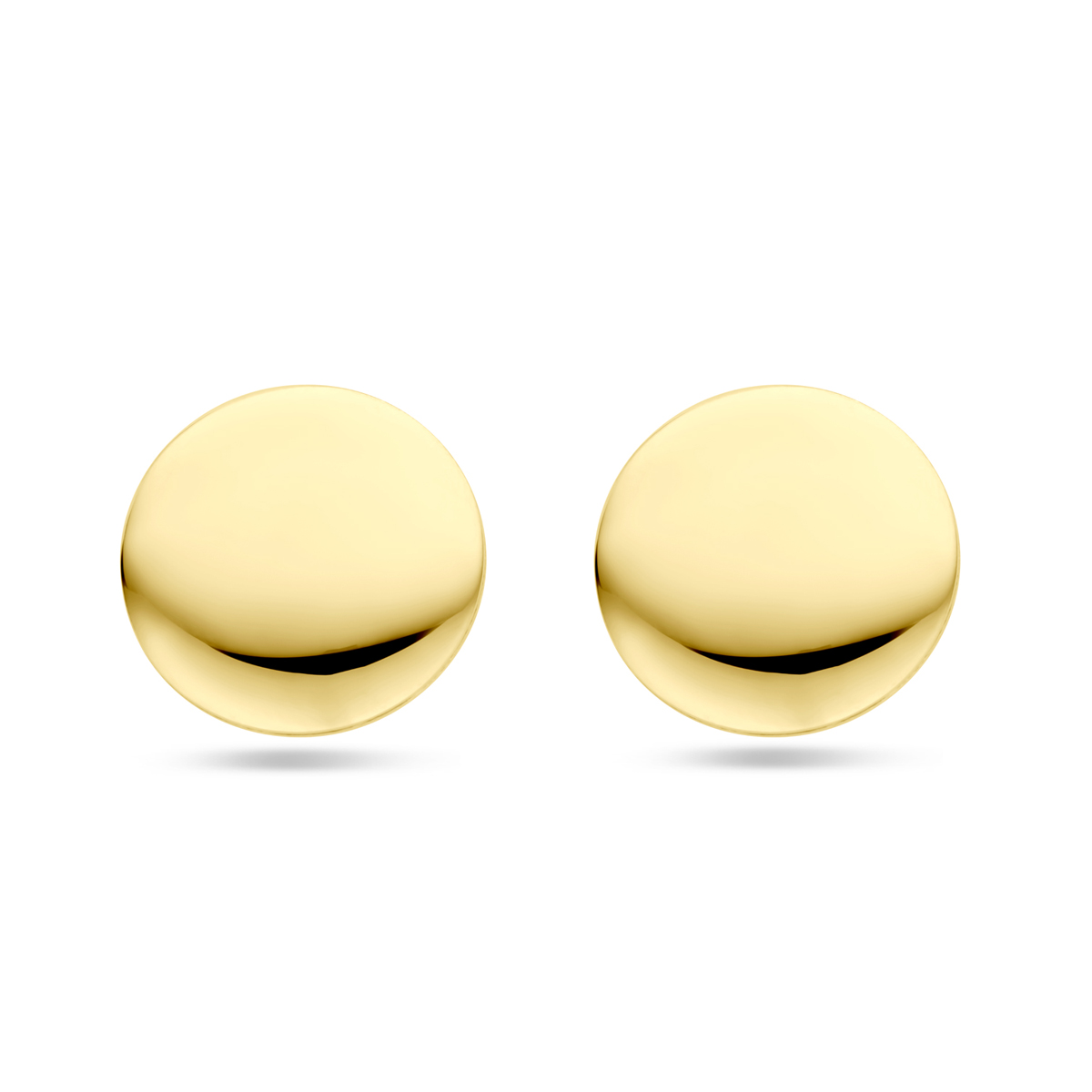 Verguld op 925 zilveren oorknoppen uitgevoerd in een ronde vorm. De oorknoppen hebben een diameter van 23mm. Geen garantie op plating.