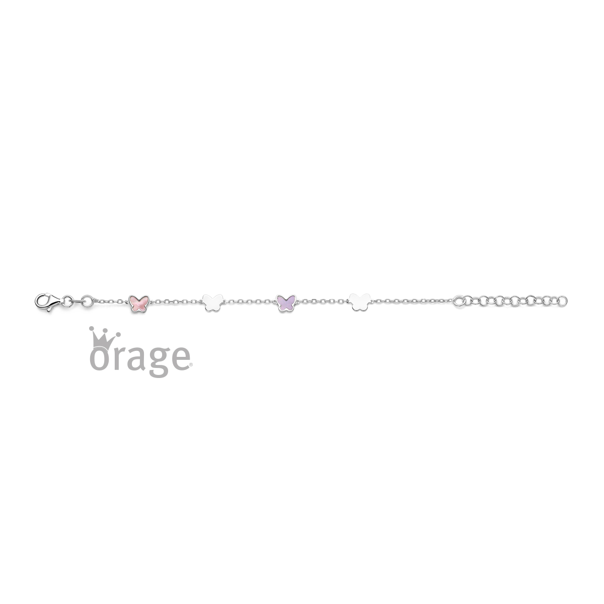 Orage Kids Armband vlinder parelmoer roze paars 