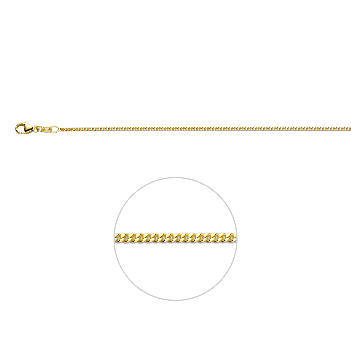 Exclusief verguld collier, bevat hoogwaardige kenmerken zoals 925 sterling zilver en een goudkleurige gourmetteketing met karabijnhaaksluiting. Dit halskettingontwerp is nieuw, glanzend en heeft een breedte van 1,4 mm en een lengte van 50 cm. Perfect om solo te dragen voor een verfijnde uitstraling of te combineren met andere sieraden voor een gelaagde look.