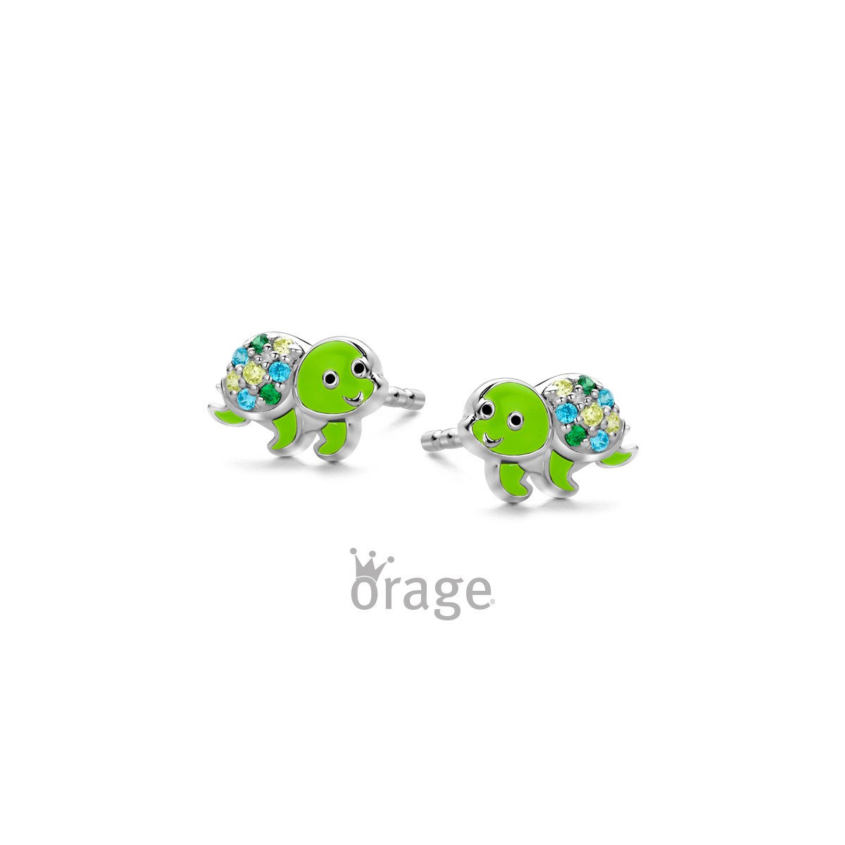 Orage Kids oorstekers schildpad zilver